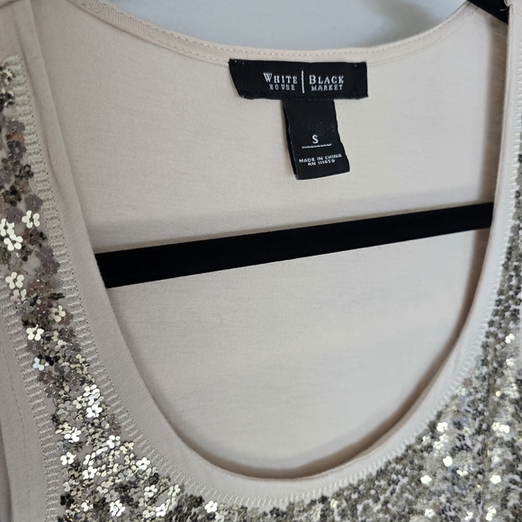 White House Black Market Gold Sequin Tank Top - Picture 4 of 5